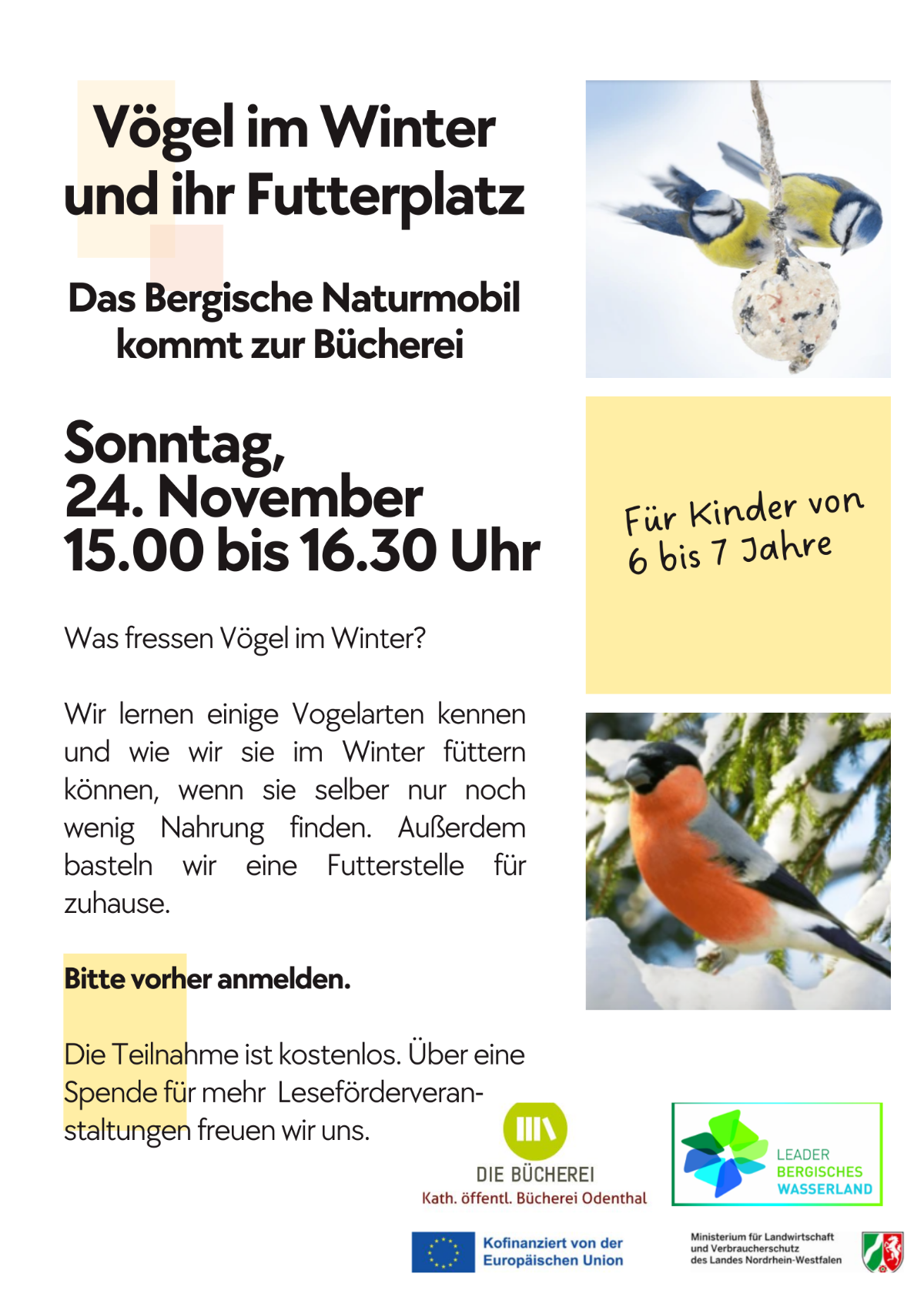 Besuch des Bergischen Naturmobils mit dem Thema „Wintervögel“ (c) KÖB Odenthal